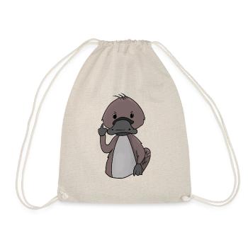 Sweet platypus shows middle finger gift - Drawstring Bag - nature - Front