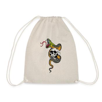 snake vipere skull skull of death old school - Drawstring Bag - nature - Front