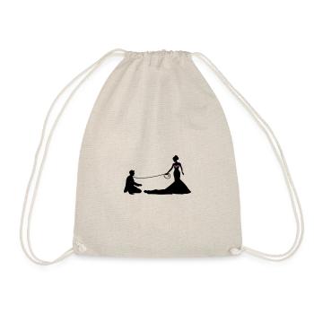 Hochzeit Brautpaar Leine - Turnbeutel - Natur - Vorne
