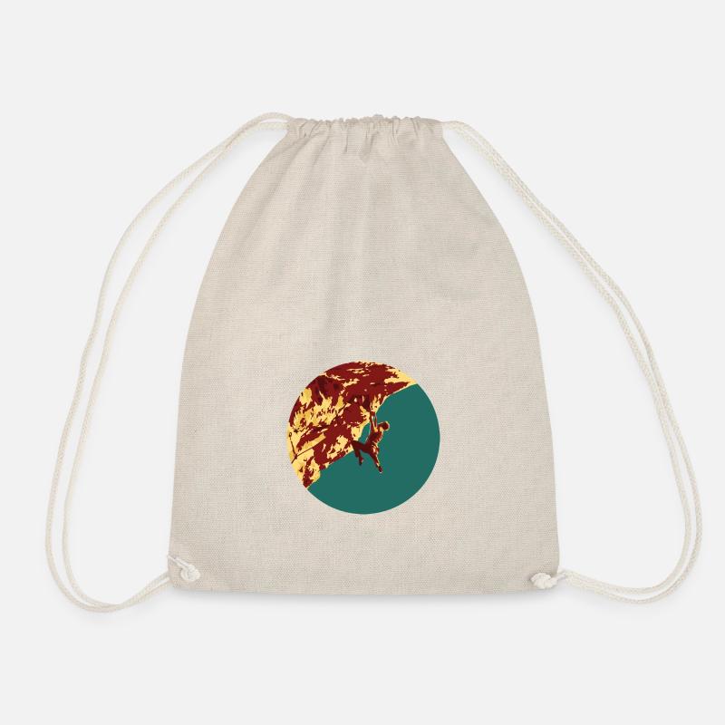 Rock climber in steep wall - Drawstring Bag - nature