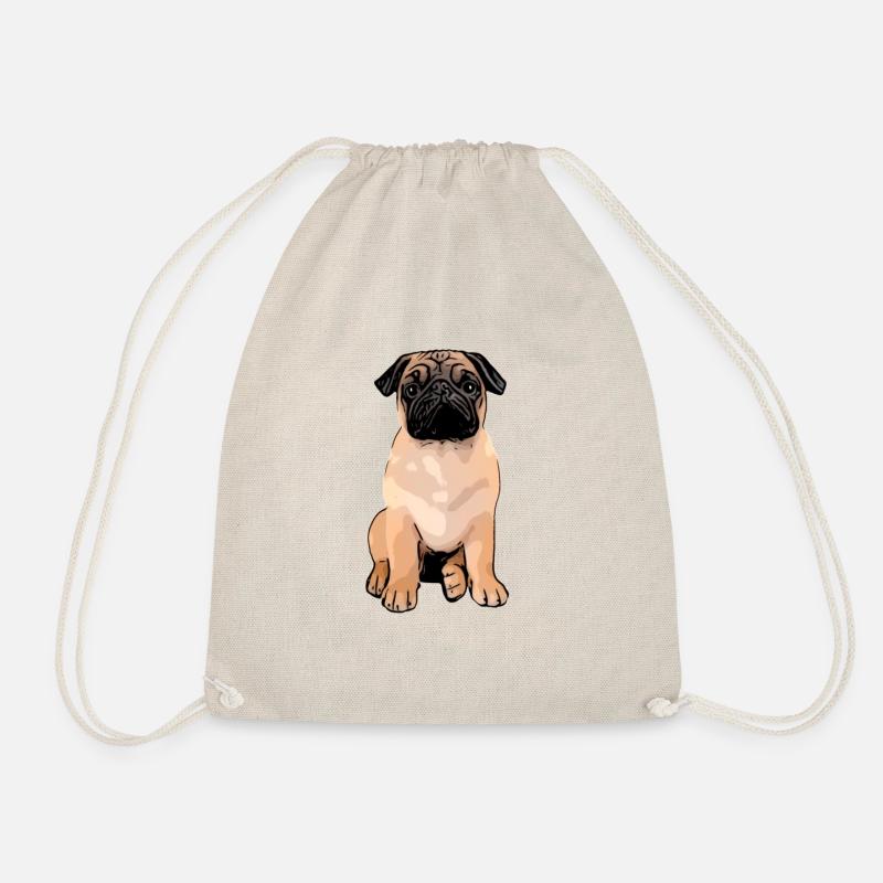 Pug Pug Pug - Drawstring Bag - nature