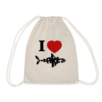 Shark Design i love Sharks - Drawstring Bag - nature - Front