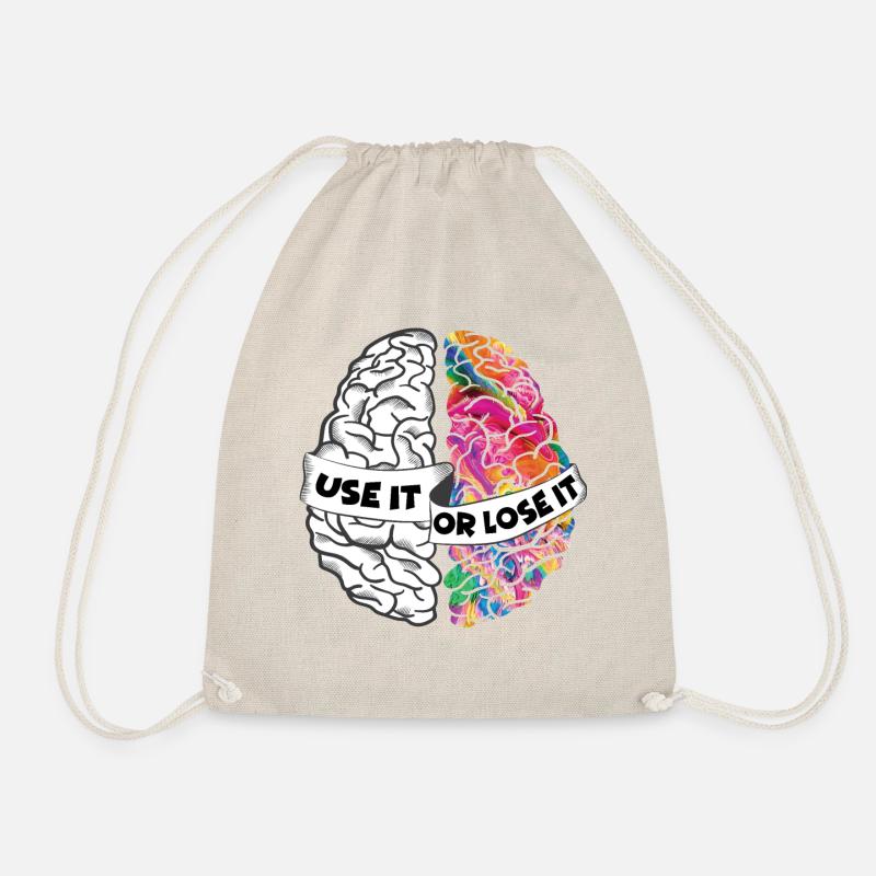 Use It Or Lose It - Left and Right Brain - Drawstring Bag - nature