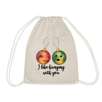 I Like Hanging With You Funny Christmas Pun - Drawstring Bag - nature - Front