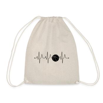 Basketball heartbeat frequency pulse ECG gift - Drawstring Bag - nature - Front
