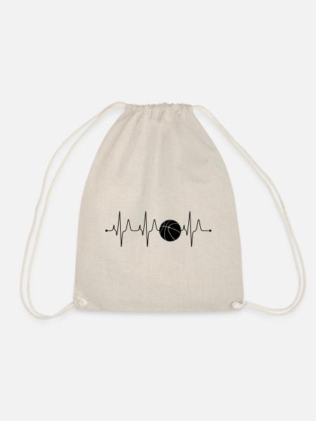 Basketball Herzschlag Frequenz Puls EKG Geschenk - Turnbeutel - Natur