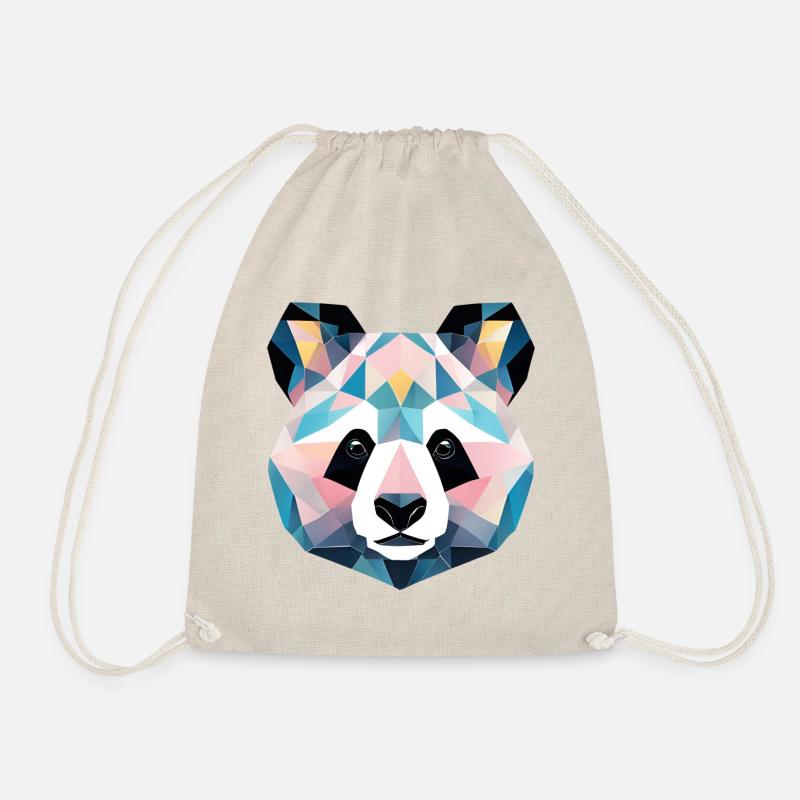 Geometric Panda Gift Geometric - Drawstring Bag - nature