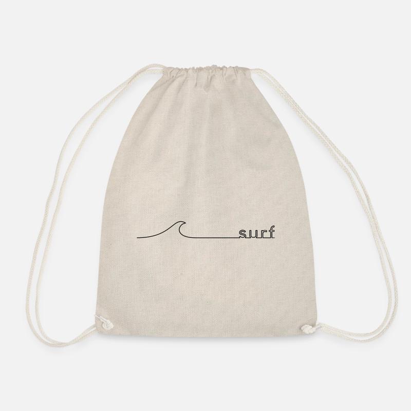 Surf Welle Schriftzug Geschenkidee - Turnbeutel - Natur