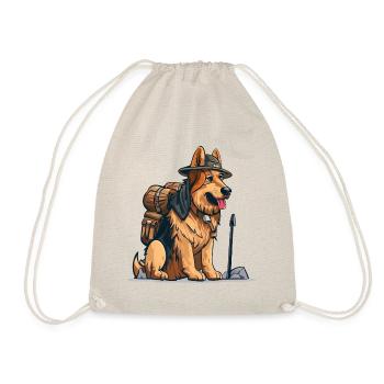 German Shepherd Dressed as Explorer - Drawstring Bag - nature - Front