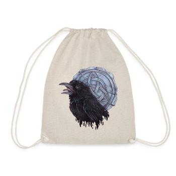 Cooler Rabe mit keltischer Knoten auf Runen Stein - Turnbeutel - Natur - Vorne
