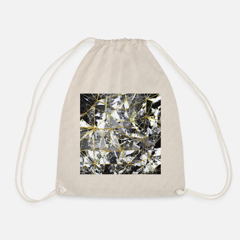 Marmor Schwarz Gold Geometrisches Muster - Turnbeutel - Natur