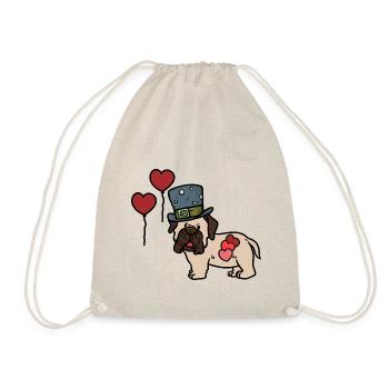 Pug Children School Birthday Gift Dogs - Drawstring Bag - nature - Front