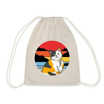 Katze Mittelfinger Vintage Sunset - Turnbeutel - Natur - Vorne