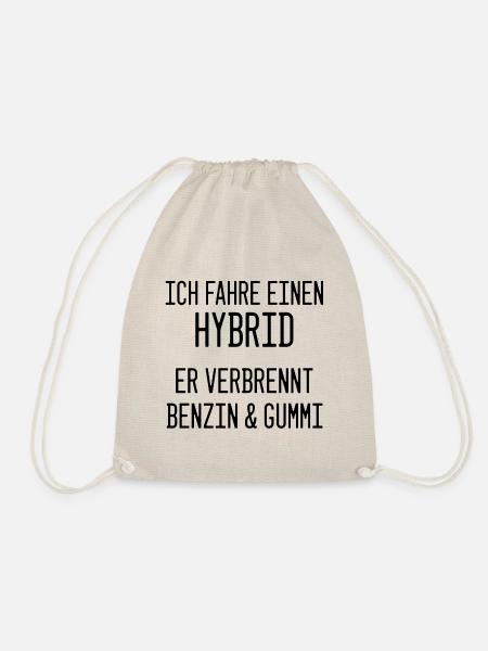 Hybrid Power: Benzin & Gummi verbrennen - Turnbeutel - Natur
