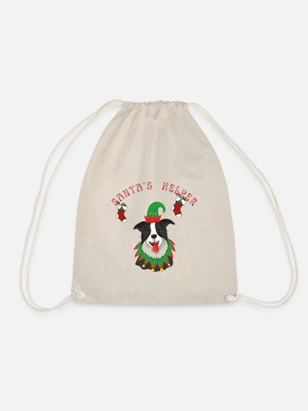 Border Collie Hund Helfer des Weihnachtsmanns - Turnbeutel - Natur