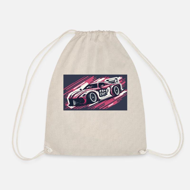 Pink Racecar - Drawstring Bag - nature