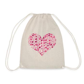 Ligne de coeur dans le coeur avec coeur en rose blanc - Sac de sport léger - nature - Devant