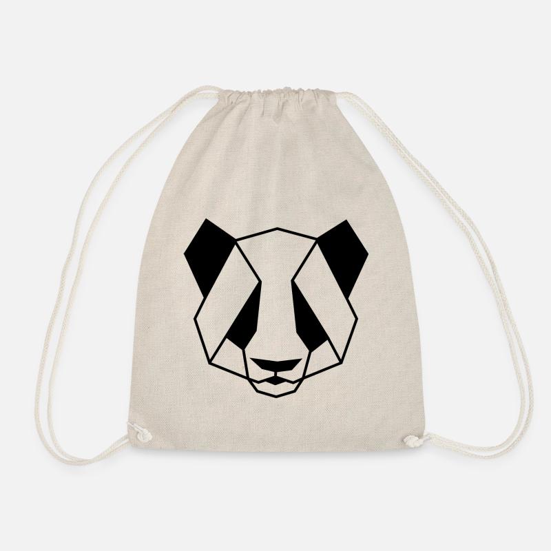 Panda Kopf geometrisch schwarz weiß süßes Tier - Turnbeutel - Natur