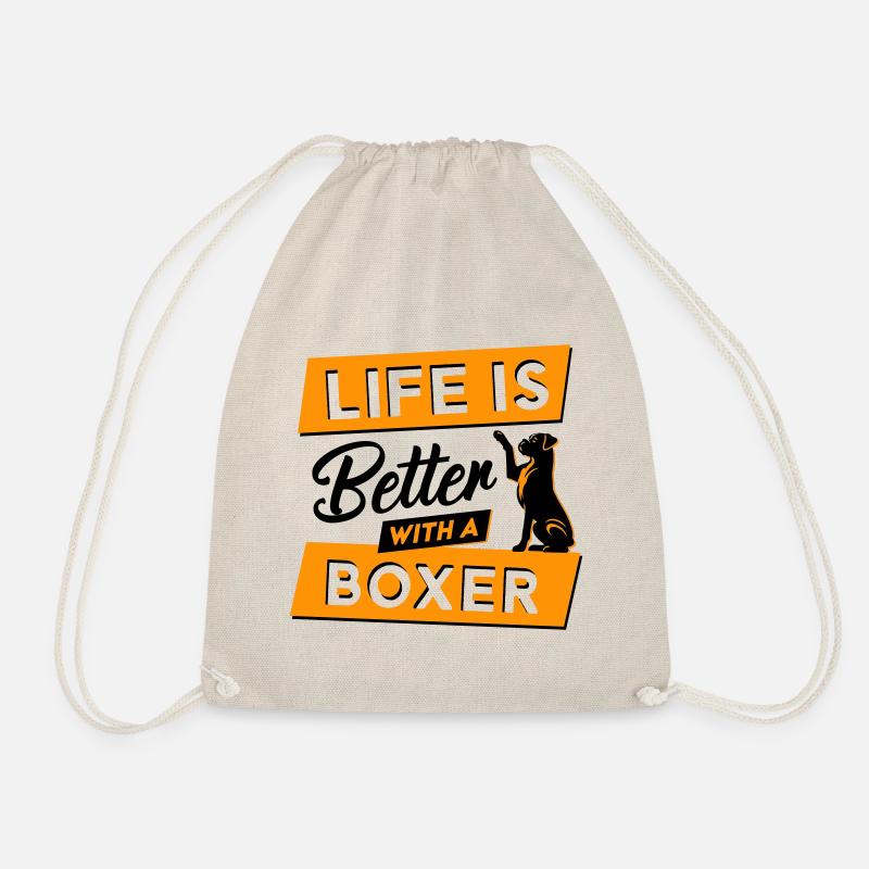 Life is Better with a Boxer - Vector Design - Drawstring Bag - nature