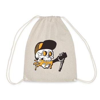 Beer drinking skull - Drawstring Bag - nature - Front