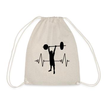 Heartbeat Military Press | Bodybuilding heartbeat - Drawstring Bag - nature - Front