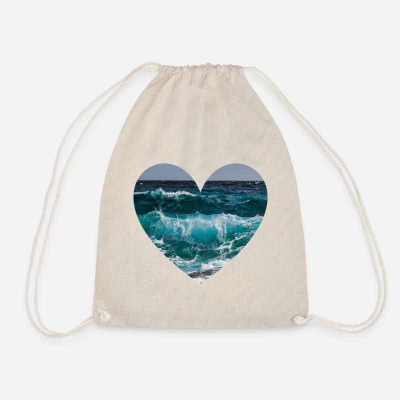 The Sea. - Heart. - Drawstring Bag - nature