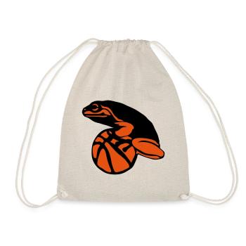 frog on ball basketball logo sport 1 - Drawstring Bag - nature - Front