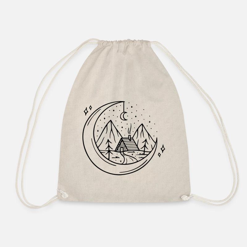 Moon with mountains motif gift idea - Drawstring Bag - nature