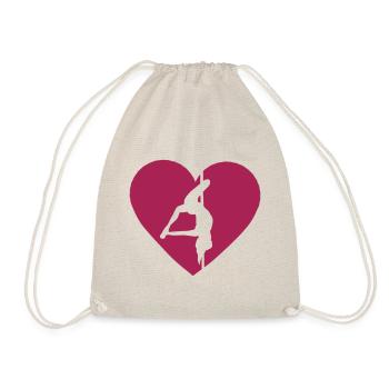 heart pole dance love - Drawstring Bag - nature - Front