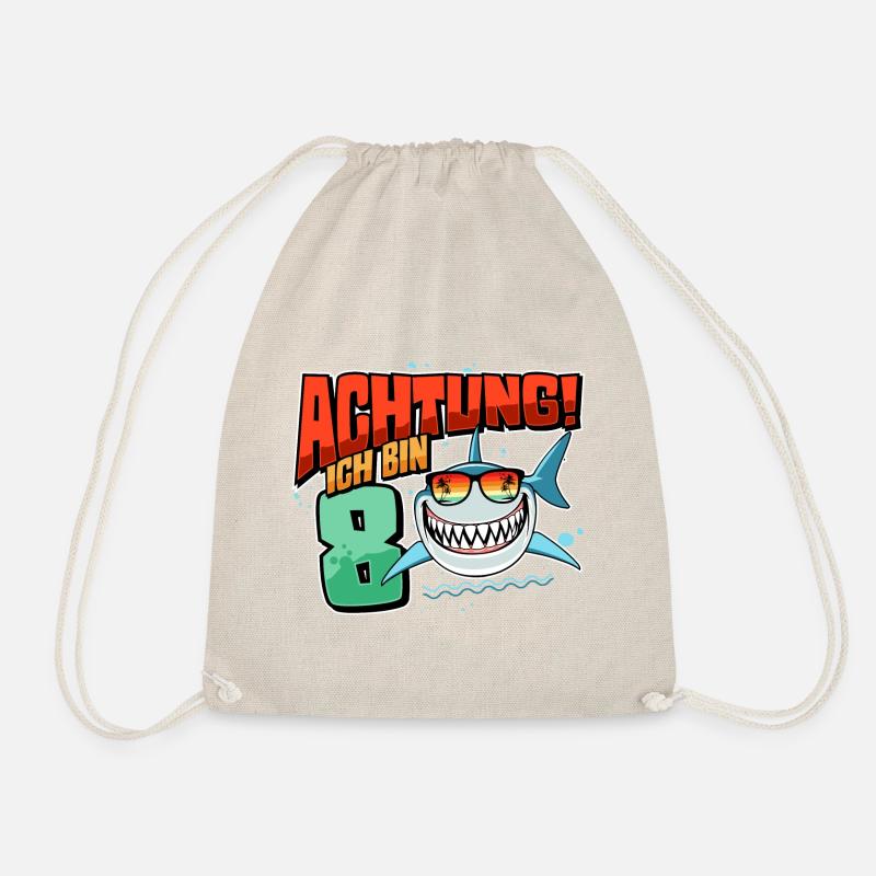 Achtung ich bin 8 - 8 Geburtstag 8 Jahre Geschenk - Turnbeutel - Natur