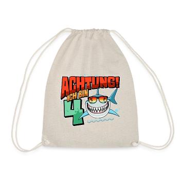 Achtung ich bin 4 - 4 Geburtstag 4 Jahre Geschenk - Turnbeutel - Natur - Vorne