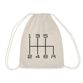 Car gear knob 6-speed gearbox - black - Drawstring Bag - nature - Front