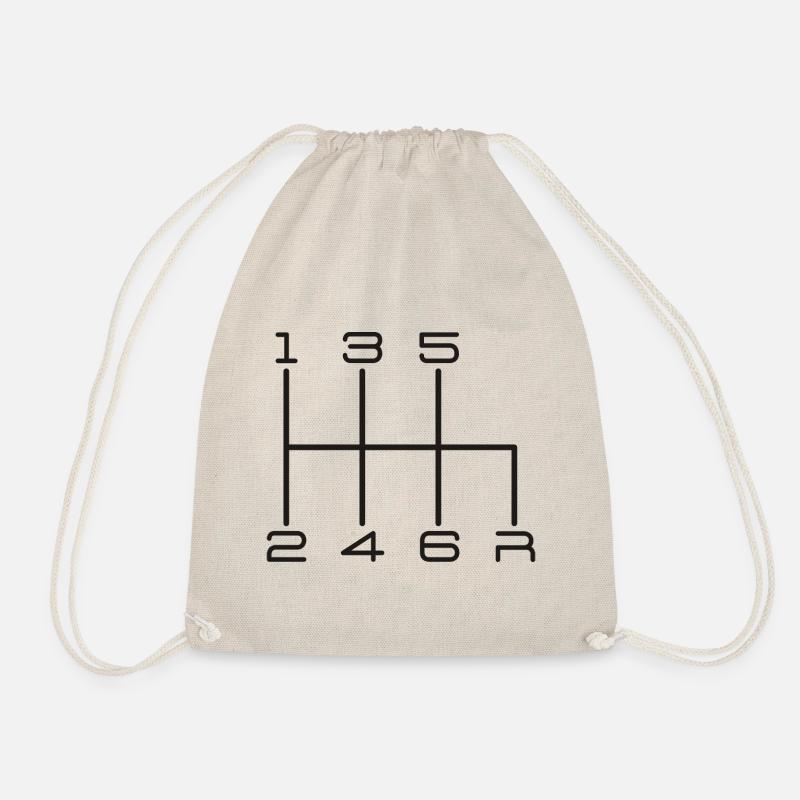 Car gear knob 6-speed gearbox - black - Drawstring Bag - nature