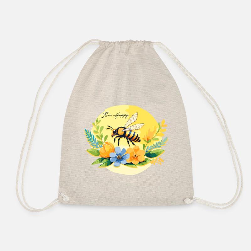 Bee Happy - Drawstring Bag - nature