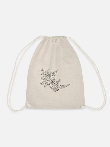 Rhino origami - Drawstring Bag - nature