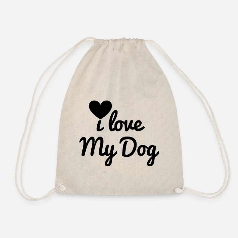 I love my dog - Drawstring Bag - nature