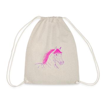 Pferd Pink - Turnbeutel - Natur - Vorne