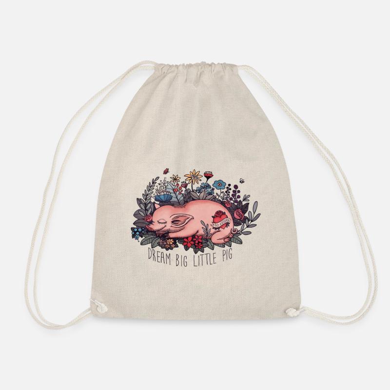 dream big little pig - Drawstring Bag - nature
