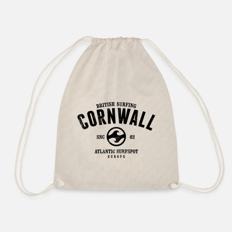 CORNWALL BRITISH SURFING USED LOOK - Drawstring Bag - nature