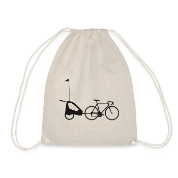 Road bike with stroller trailer - Drawstring Bag - nature - Front