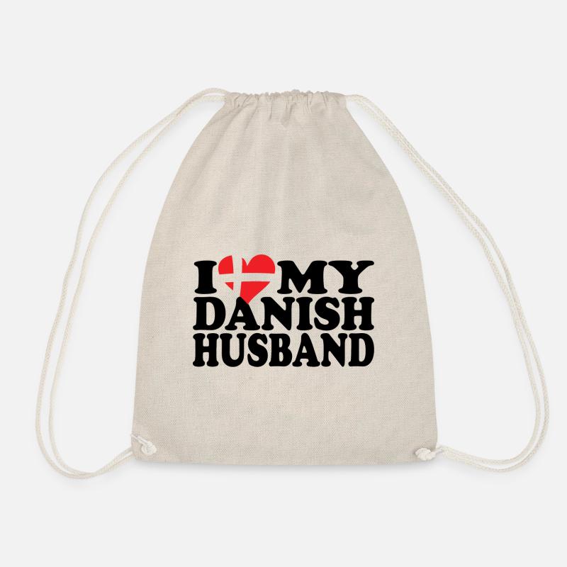 I Love my Danish Husband - Drawstring Bag - nature