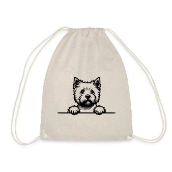 Peeking Westie - West Highland Terrier Vektor - Turnbeutel - Natur - Vorne