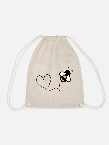 bee heart - Drawstring Bag - nature