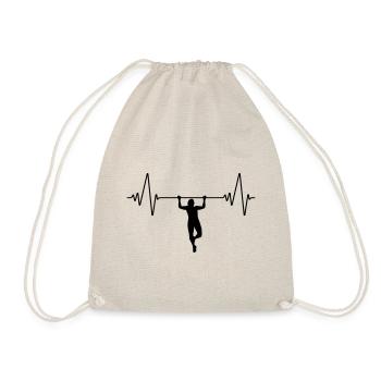 Klimmzüge Herzschlag | Heartbeat Pull Ups - Turnbeutel - Natur - Vorne