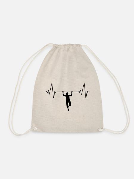 Klimmzüge Herzschlag | Heartbeat Pull Ups - Turnbeutel - Natur