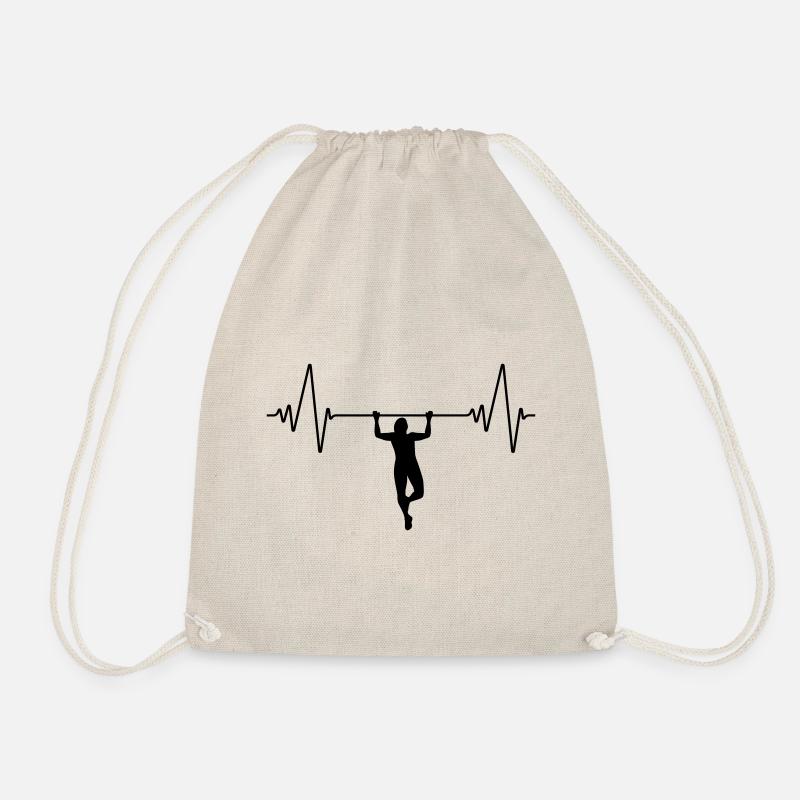 Klimmzüge Herzschlag | Heartbeat Pull Ups - Turnbeutel - Natur