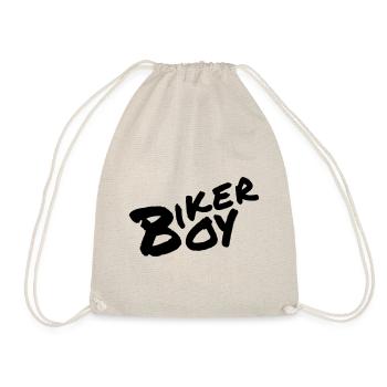 Biker Boy Schrift, Schriftzug , Geschenkidee - Turnbeutel - Natur - Vorne