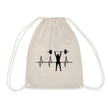 Heartbeat Gym Weightlifter Heartbeat Pulse - Drawstring Bag - nature - Front