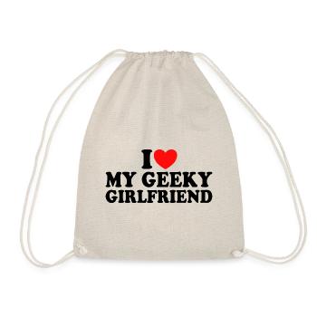 J'aime Ma Petite Amie Geek J'Adore Ma Copine Geek - Sac de sport léger - nature - Devant