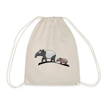 Tapir Familie Mutter und Kind Baby süß Geschenk - Turnbeutel - Natur - Vorne